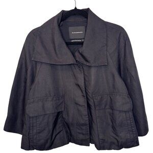 Club Monaco black linen blend wide crop jacket size US S